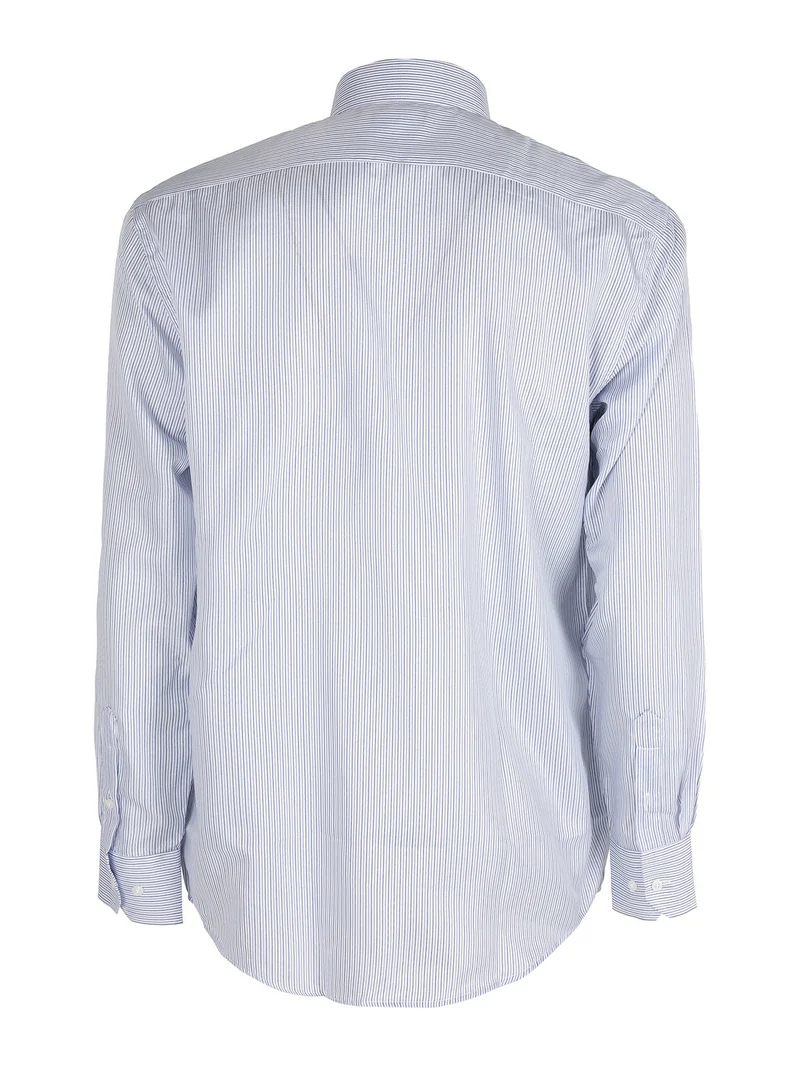 Camicia da uomo a maniche lunghe con stampa a righe - blu