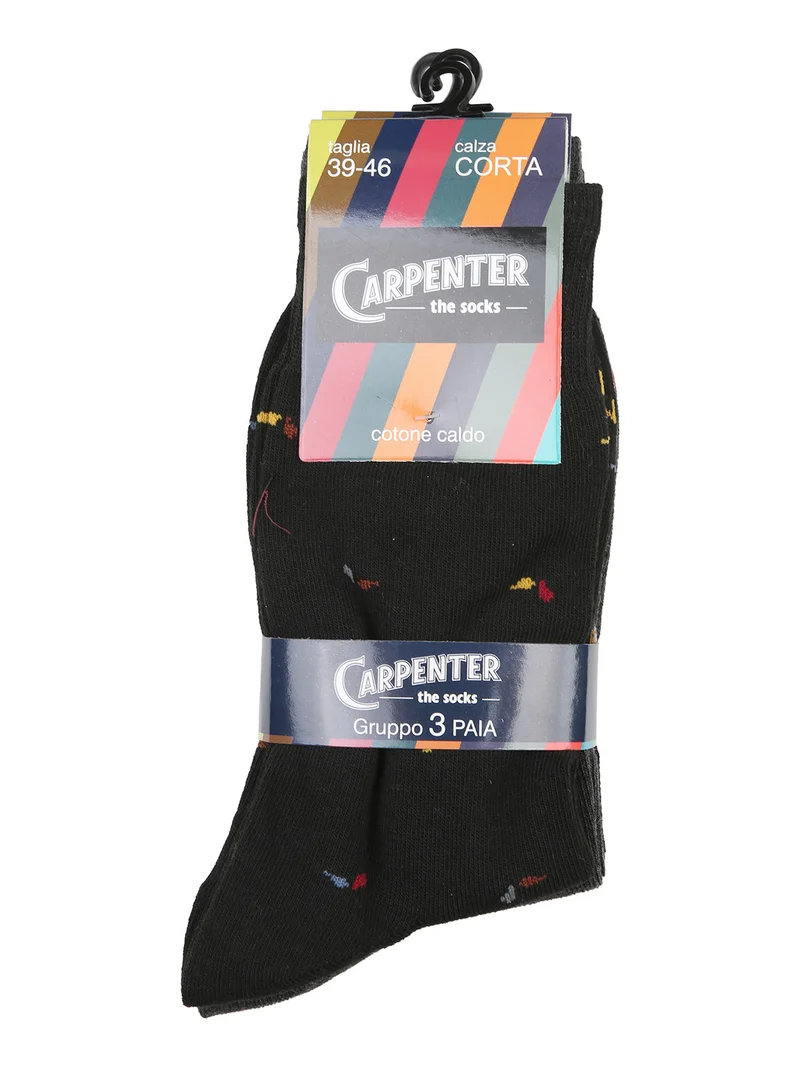 Confezione da 3 paia di calze corte da uomo con stampe - grigio scuro