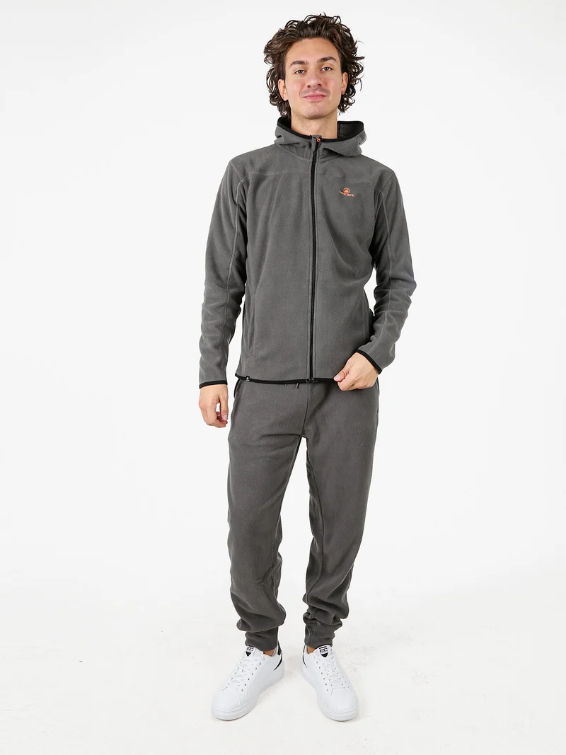 Felpa uomo con cappuccio e zip in micropile - antracite
