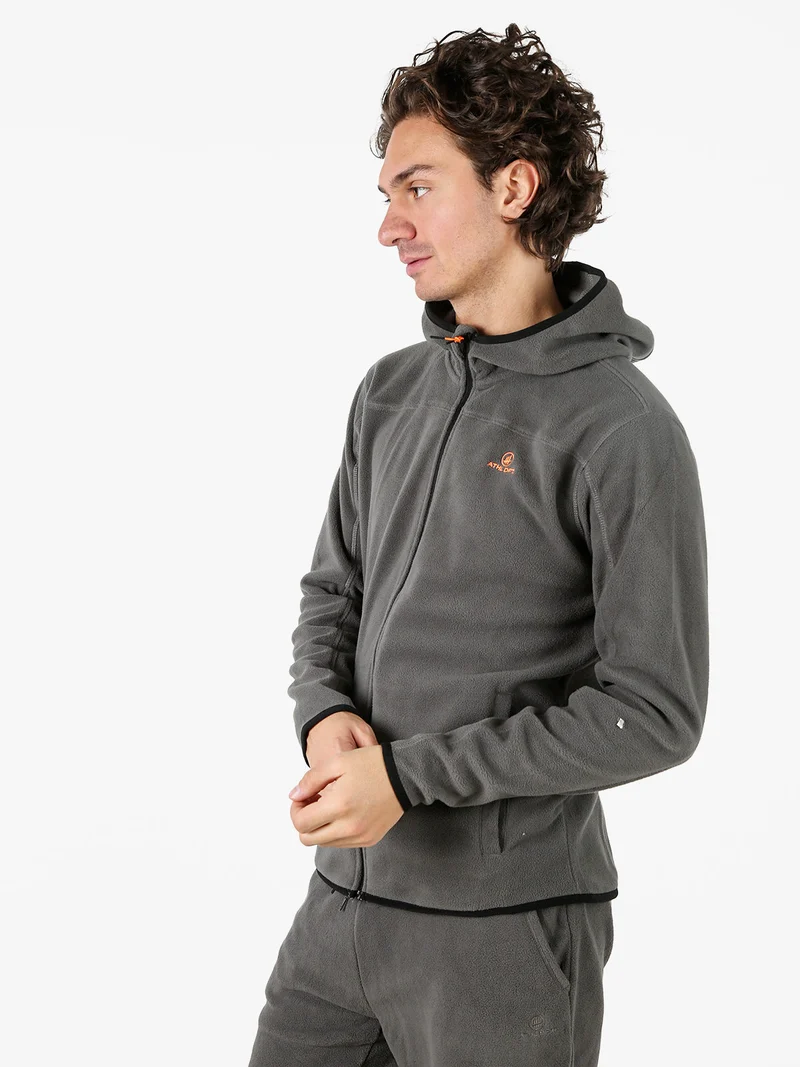 Felpa uomo con cappuccio e zip in micropile - antracite