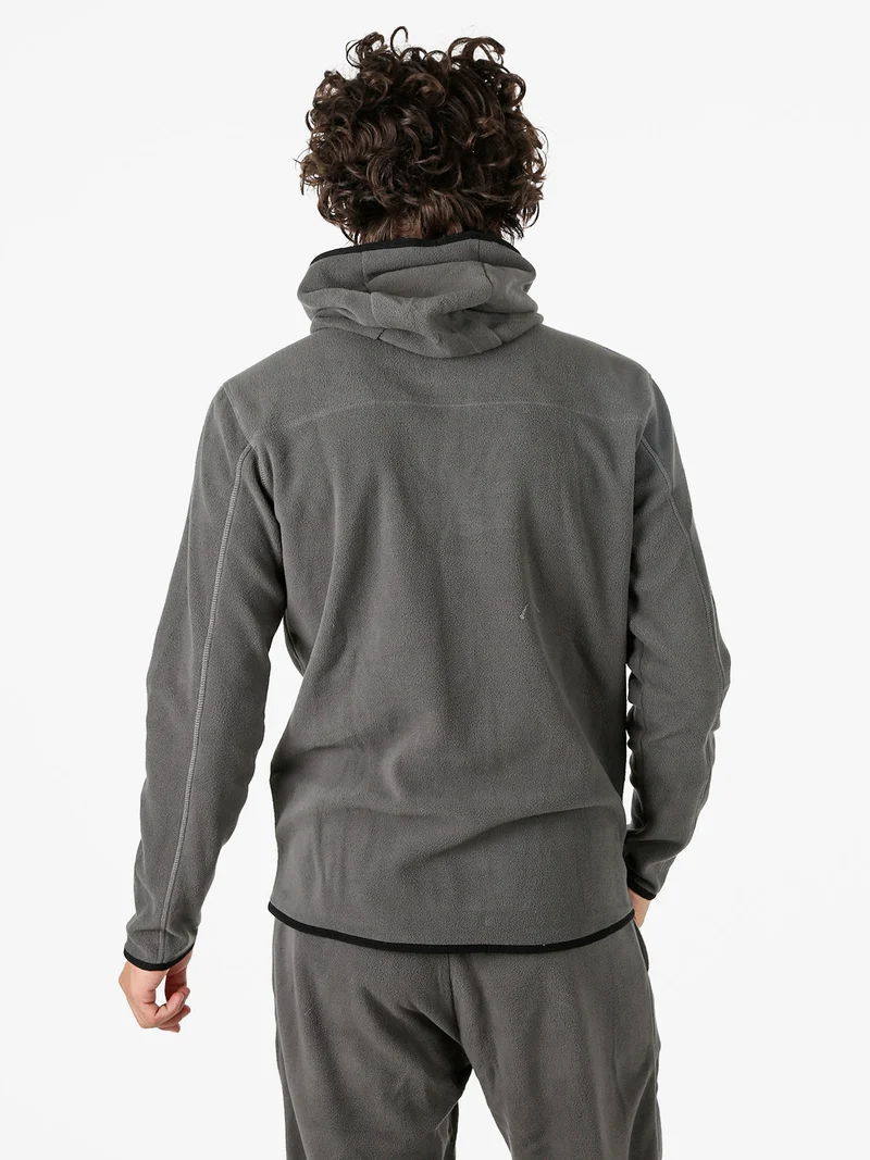 Felpa uomo con cappuccio e zip in micropile - antracite