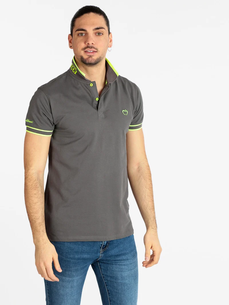 Polo uomo manica corta con scritta - grigio