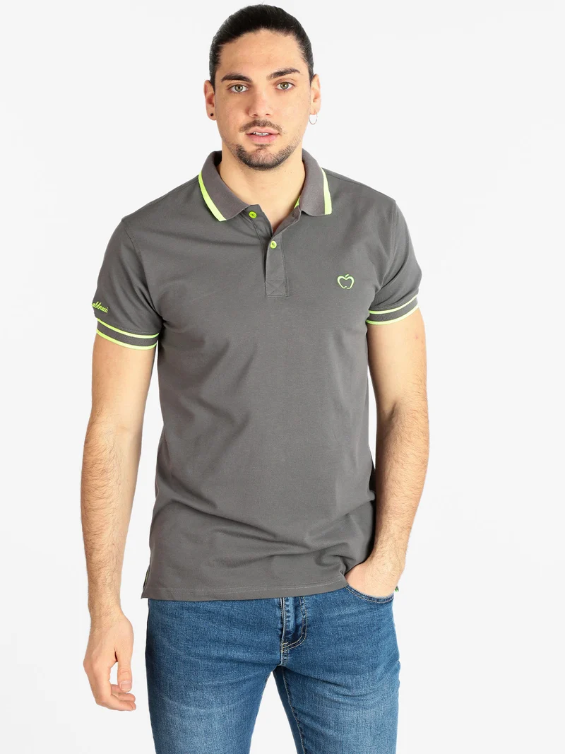 Polo uomo manica corta con scritta - grigio