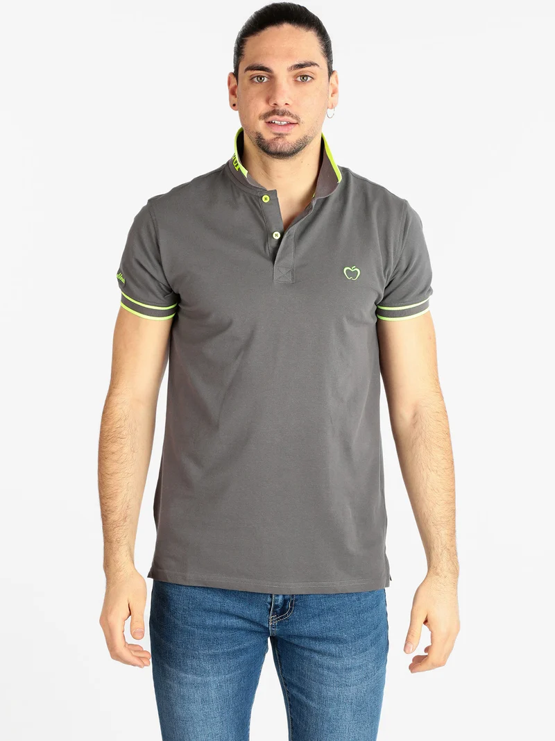 Polo uomo manica corta con scritta - grigio