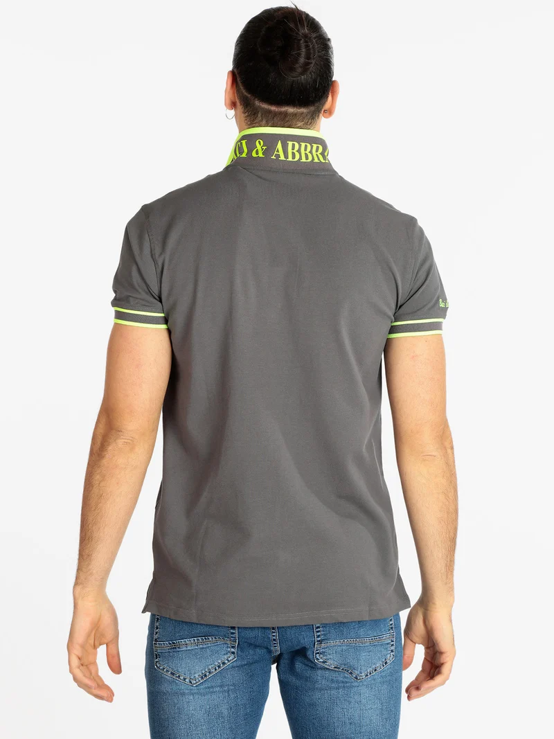 Polo uomo manica corta con scritta - grigio