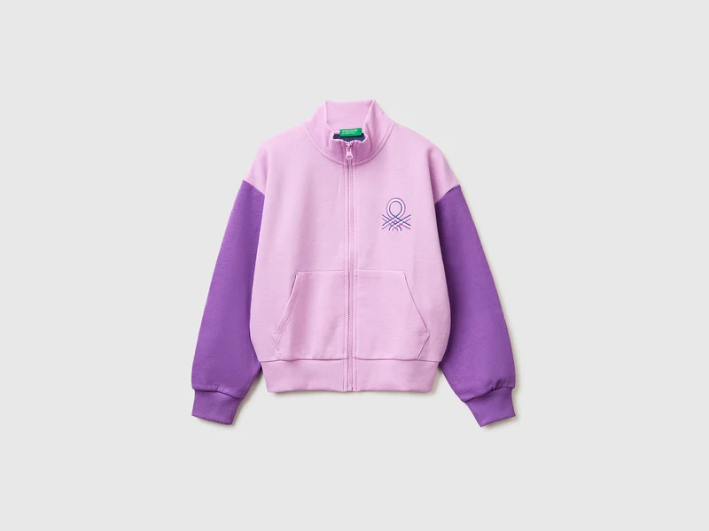 Sweatshirt mit Reißverschluss und Aufdruck