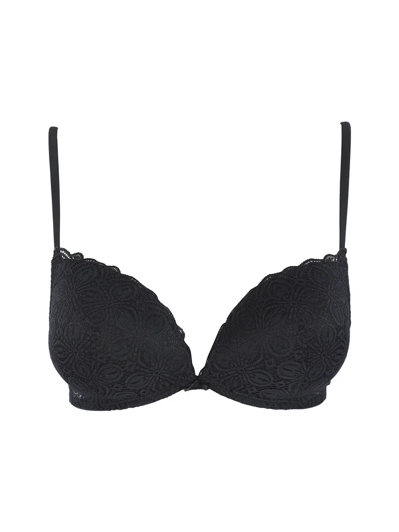902 Reggiseno a triangolo graduato in pizzo - nero