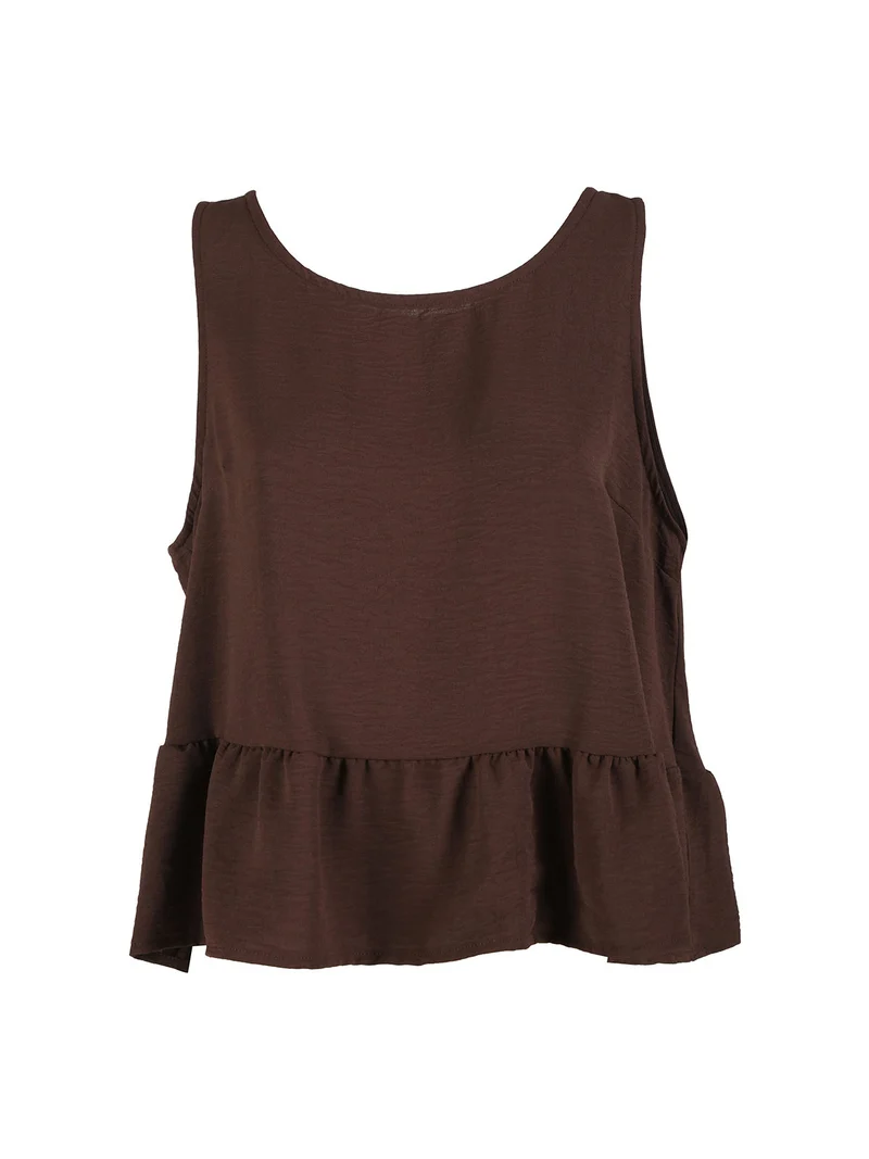 Top donna tinta unita - marrone