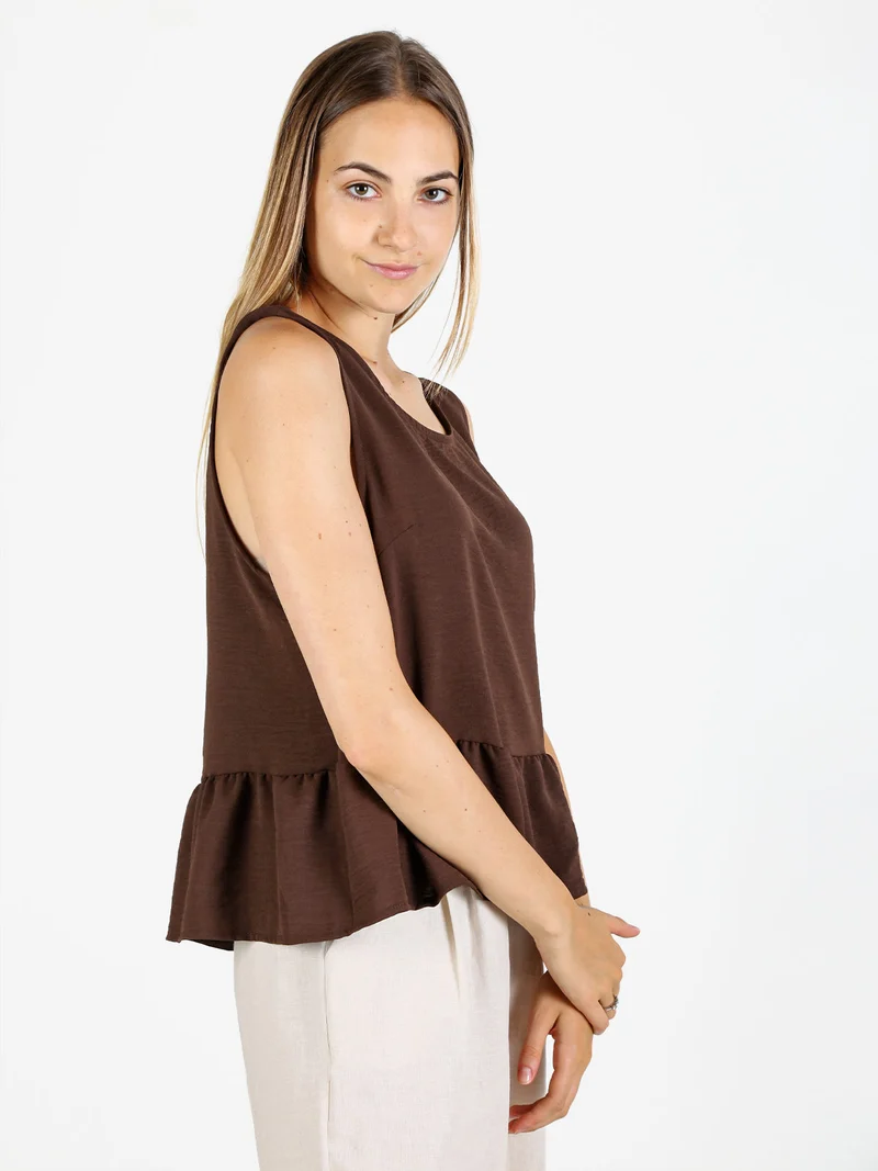 Top donna tinta unita - marrone