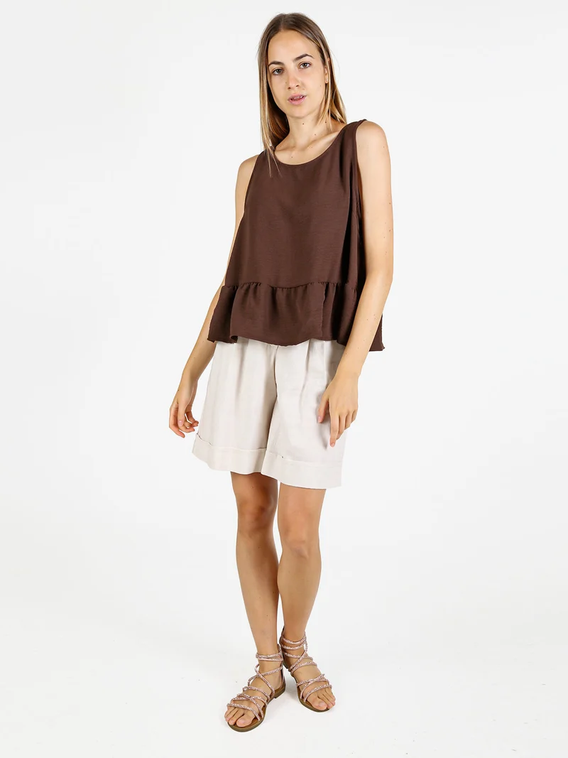 Top donna tinta unita - marrone