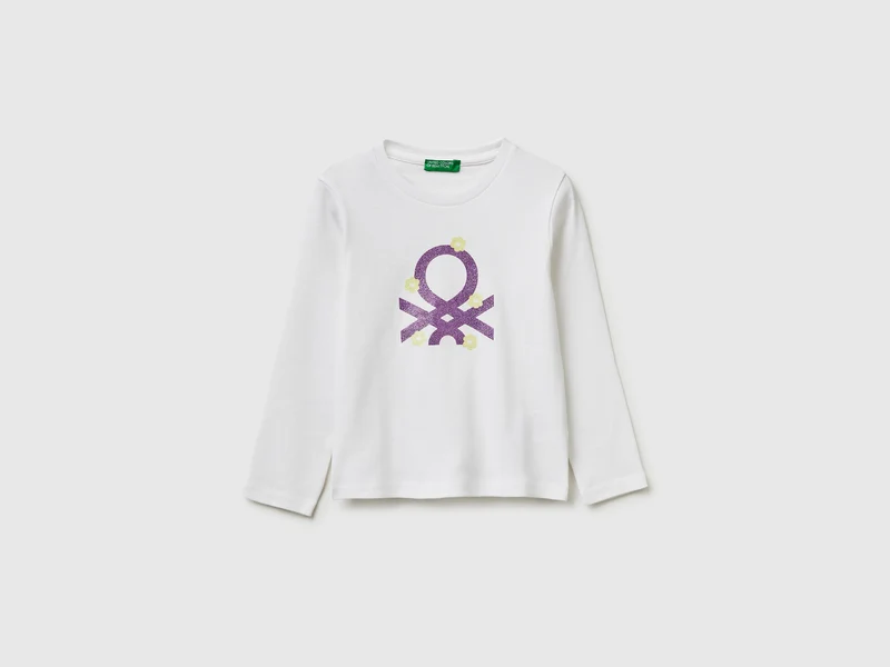 T-Shirt aus Bio-Baumwolle mit Glitzerlogo