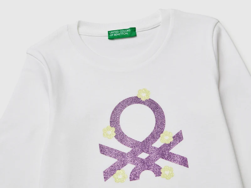 T-Shirt aus Bio-Baumwolle mit Glitzerlogo