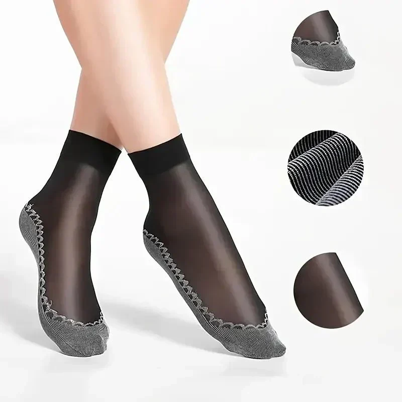 5+5 Gratis | Damen Anti-Rutsch Socken | Atmungsaktiv & Verstärkte Zehen | Unsichtbare No-Show Passform für Sommer