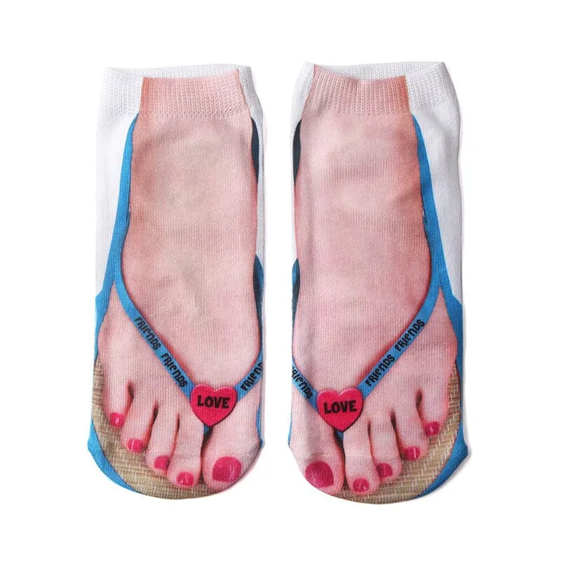 Damen Motivsocken | Maniküre-Print Design | Weiches Baumwollmischgewebe | Bequem & langlebig