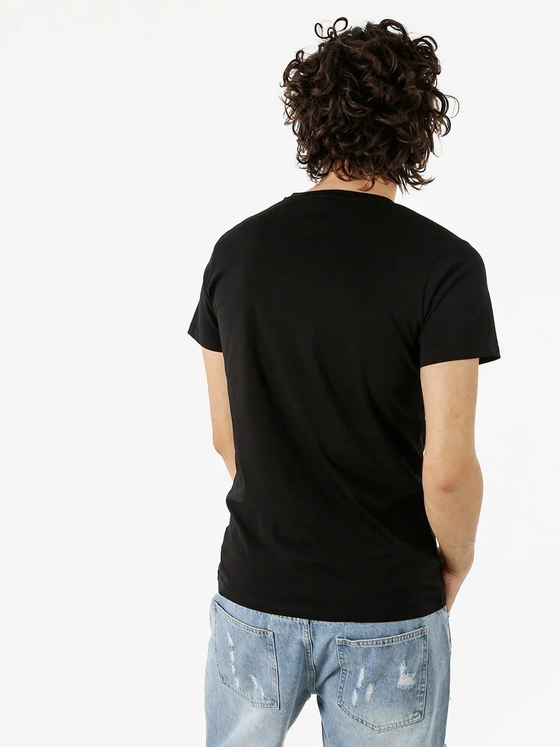 T-shirt da uomo in cotone con stampa orsacchiotto - nero