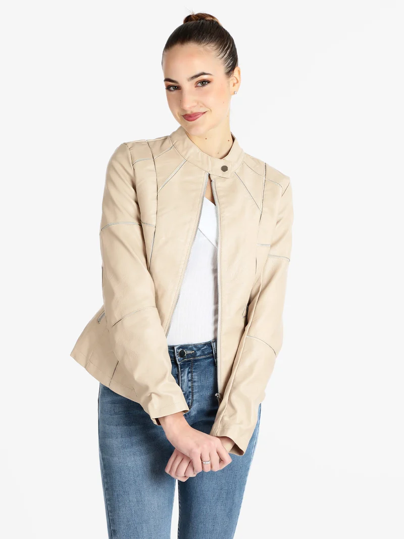 Giacca da donna in ecopelle - beige