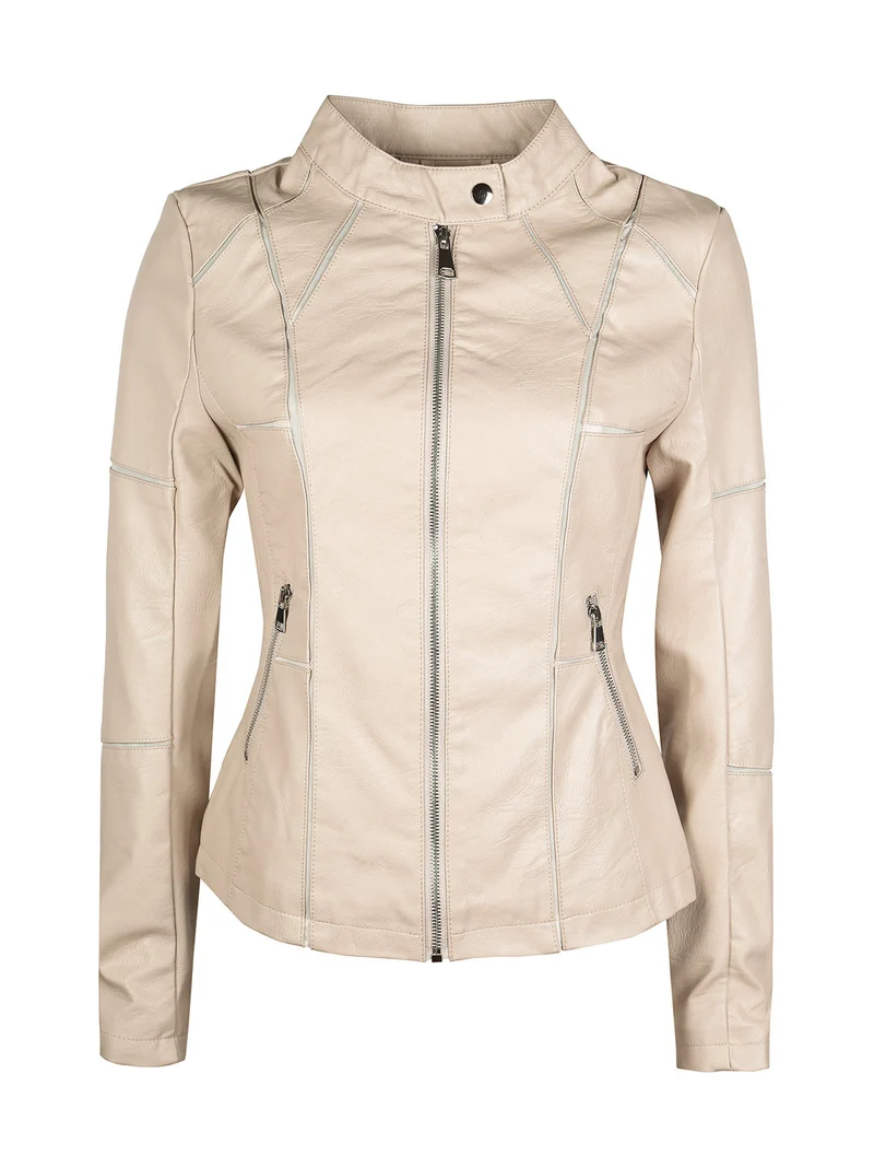 Giacca da donna in ecopelle - beige