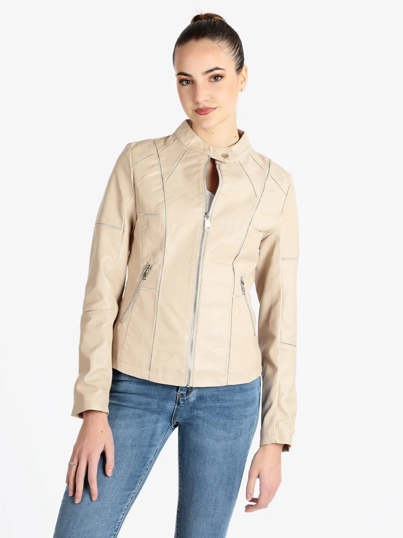 Giacca da donna in ecopelle - beige