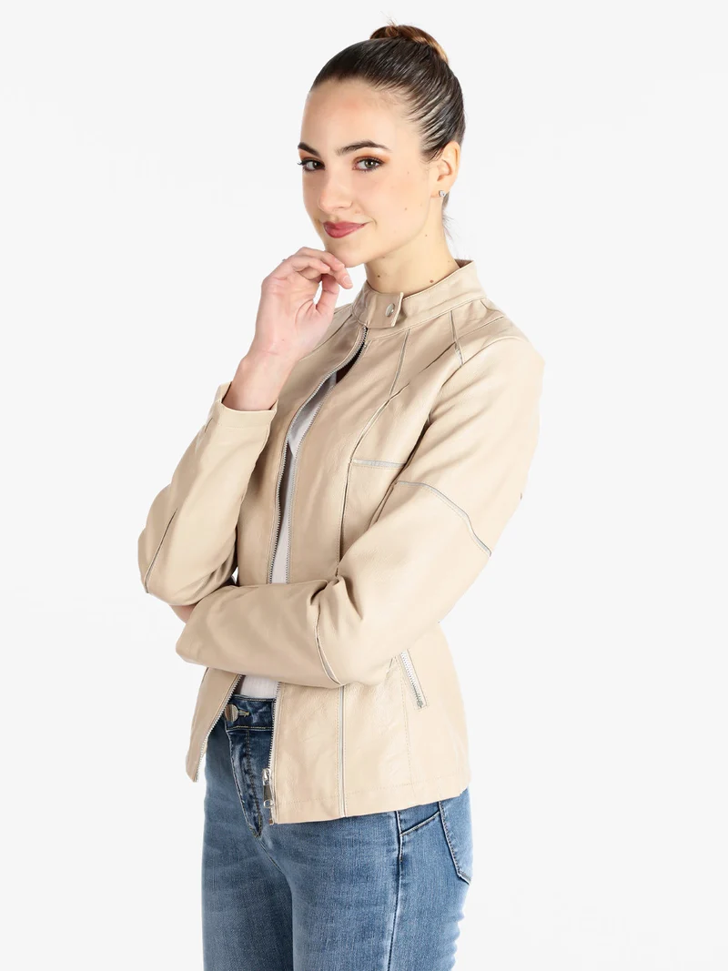 Giacca da donna in ecopelle - beige