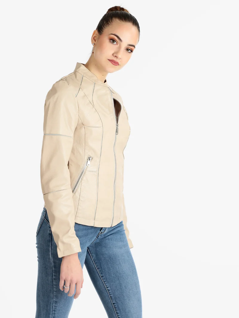 Giacca da donna in ecopelle - beige
