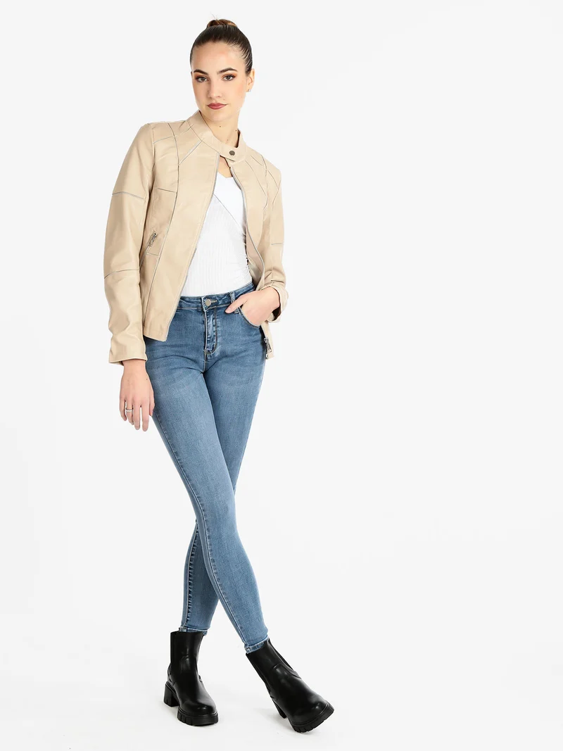 Giacca da donna in ecopelle - beige