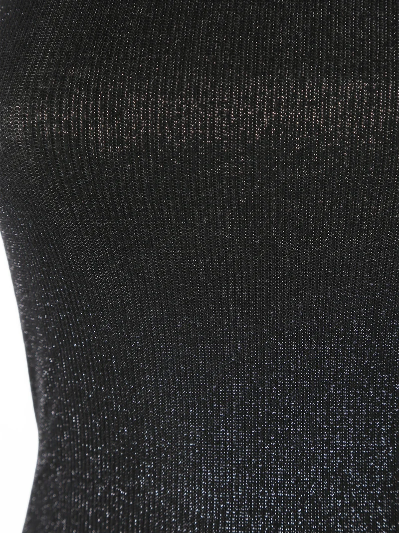 Top donna a costine in lurex - nero