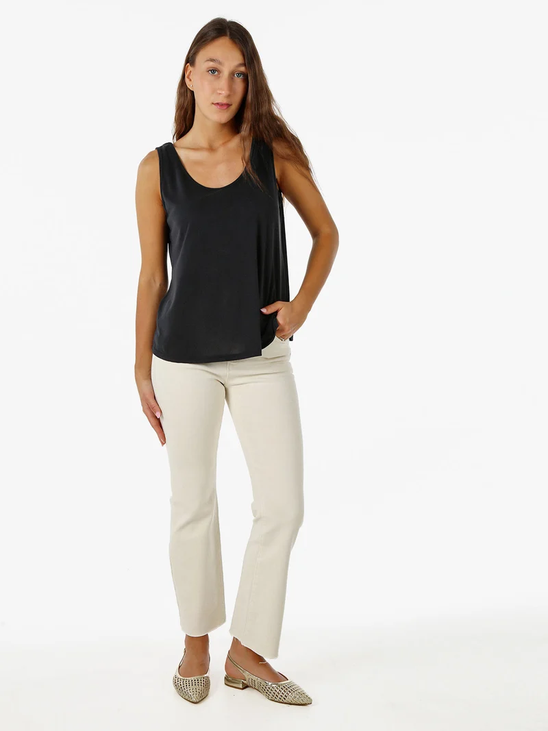 Jeans donna cropped con finale taglio laser - beige