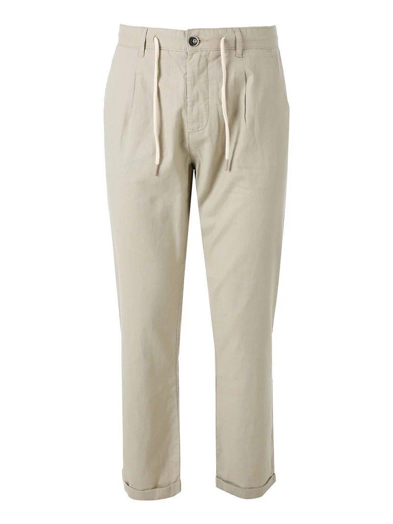 Pantaloni da uomo in misto lino e cotone - sabbia