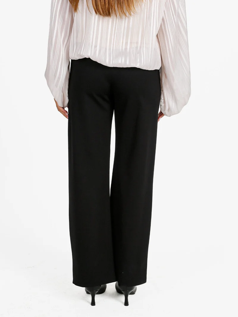 Pantaloni donna a vita alta con con cintura - nero