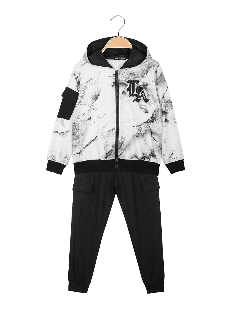 Completo tuta 3 pezzi da bambino con cappuccio e zip - bianco