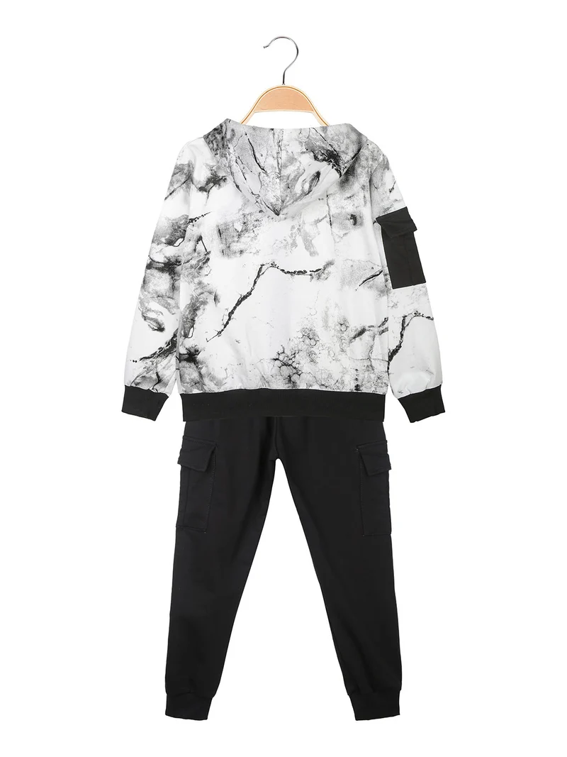 Completo tuta 3 pezzi da bambino con cappuccio e zip - bianco