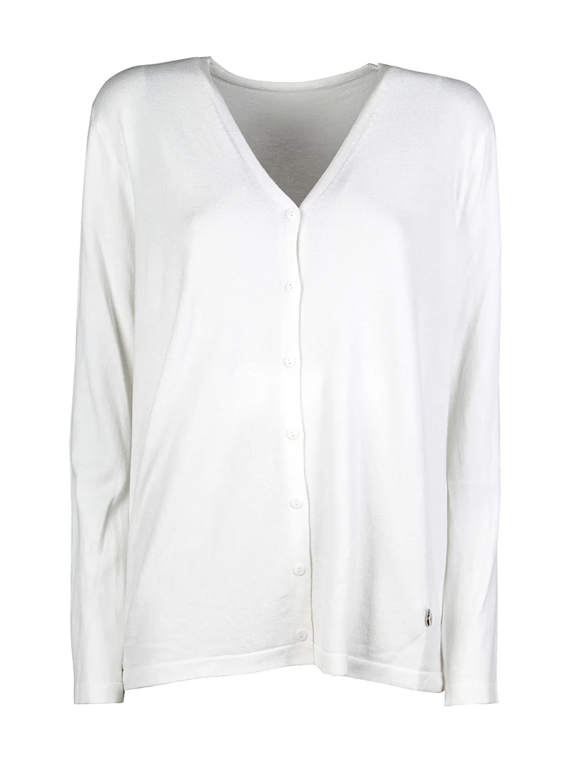 Cardigan in maglia da donna con bottoni - bianco