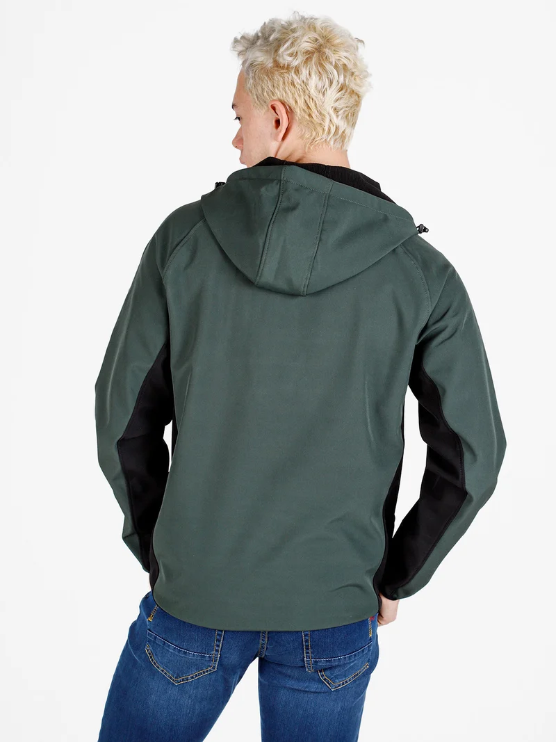 Giacca da uomo impermeabile con cappuccio e zip - militare