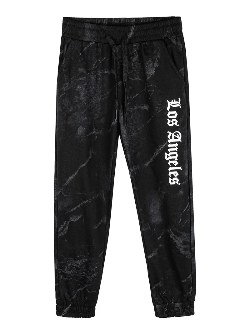 Pantaloni sportivi da bambino con coulisse e polsini - nero