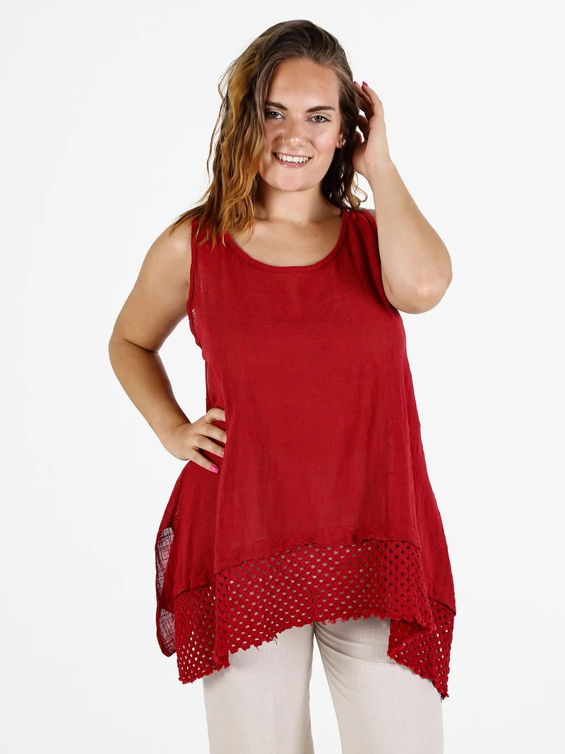 Top donna oversize in cotone - rosso