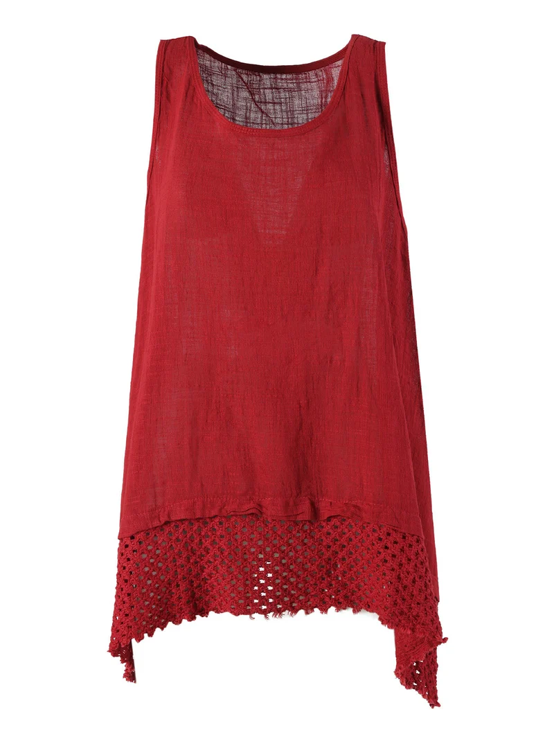 Top donna oversize in cotone - rosso