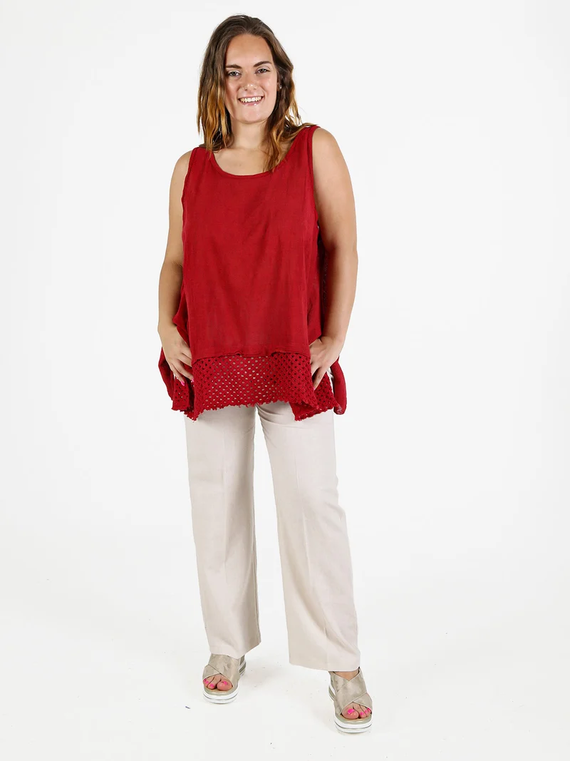 Top donna oversize in cotone - rosso