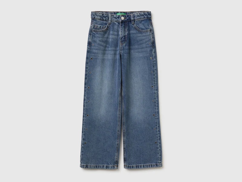 Gerade Jeans mit Ösen