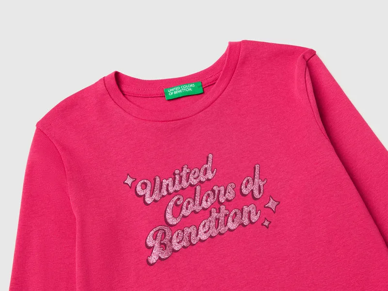 T-Shirt aus Bio-Baumwolle mit Glitzerlogo