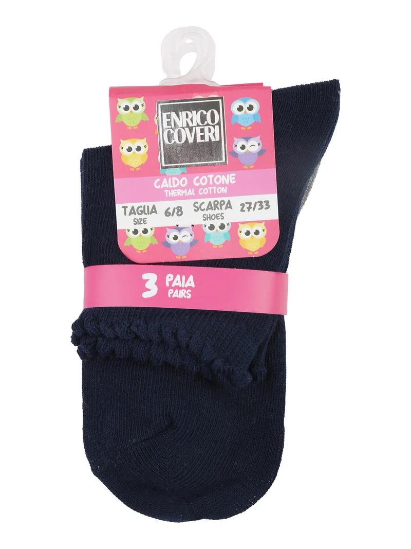 Confezione da 3 paia di calze corte da bambina in caldo cotone - bianco