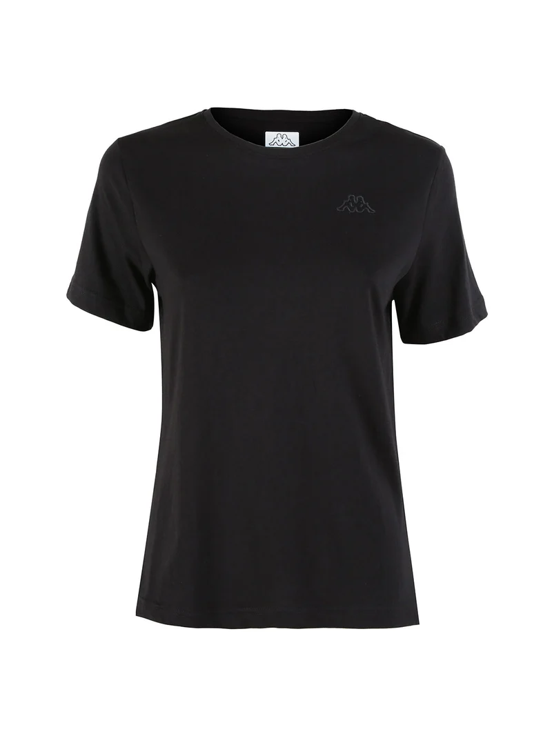 T-shirt donna in cotone con logo - nero