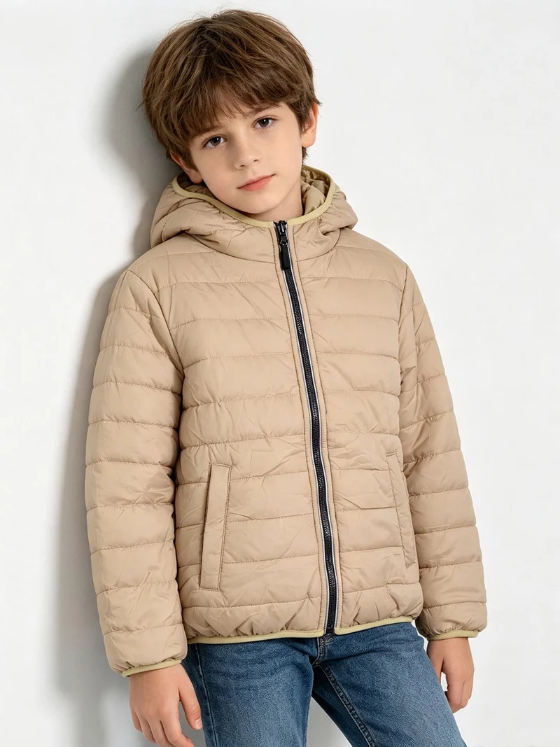 Giubbotto da bambino reversibile con cappuccio e zip - nudo