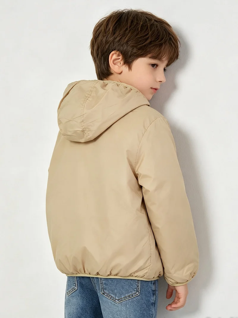 Giubbotto da bambino reversibile con cappuccio e zip - nudo