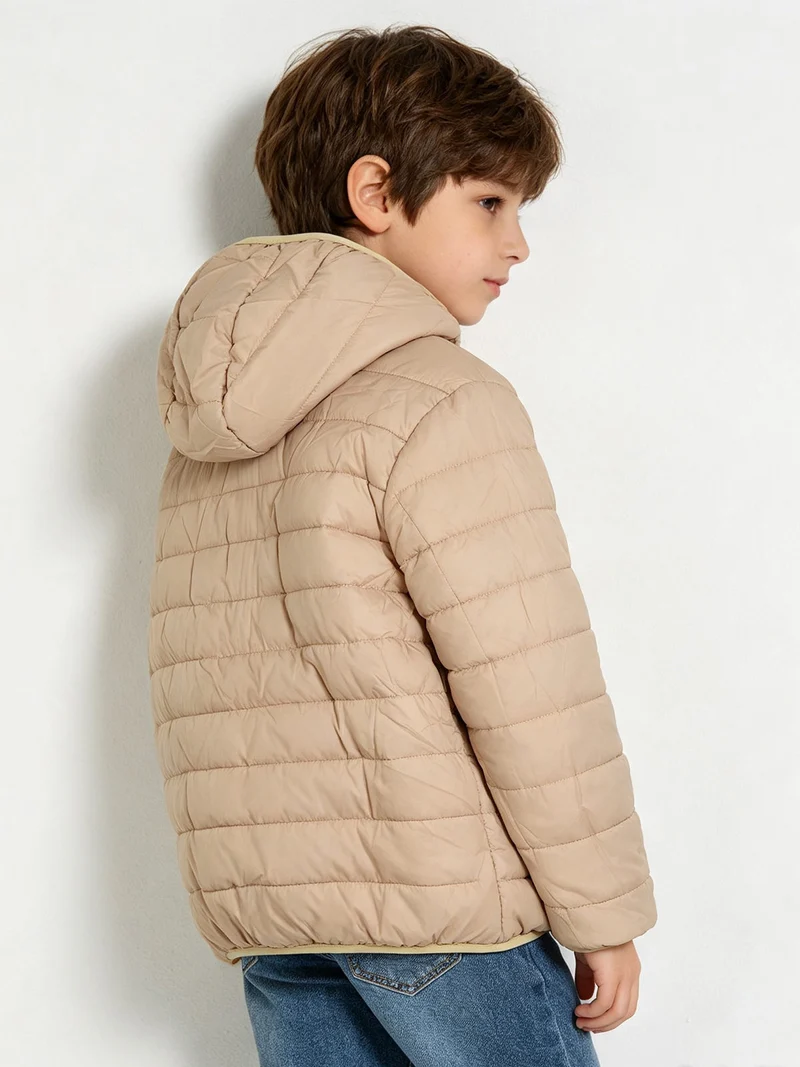 Giubbotto da bambino reversibile con cappuccio e zip - nudo