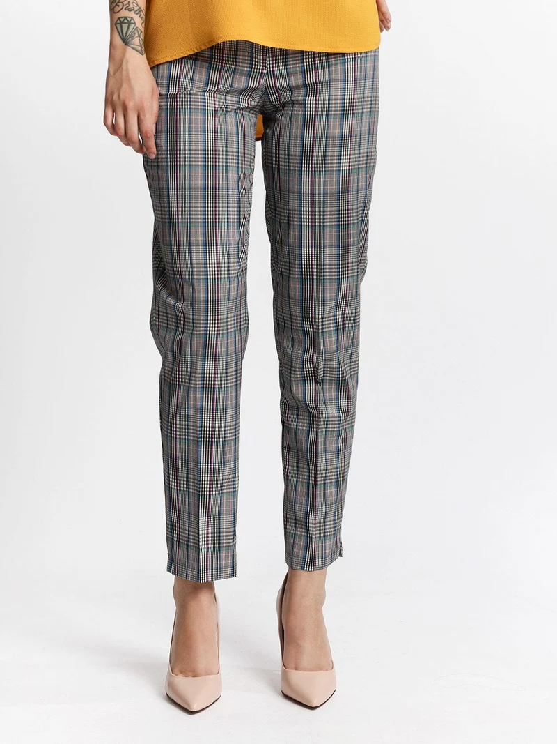 Pantaloni a quadretti gamba dritta - rosa
