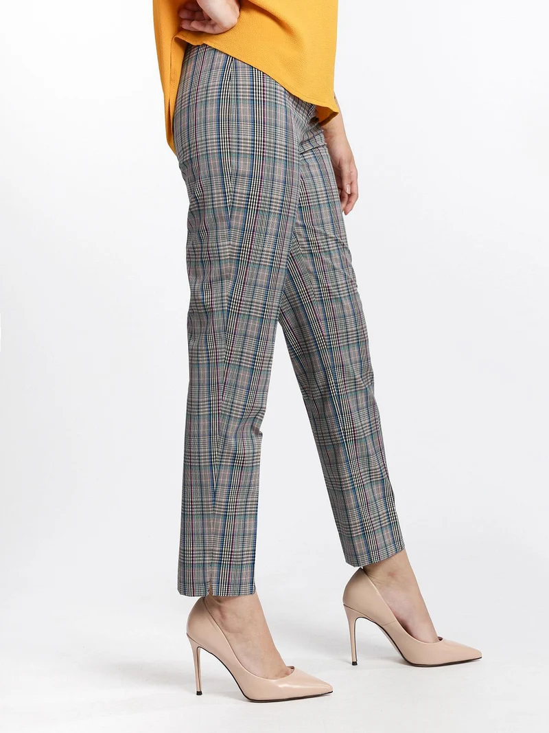 Pantaloni a quadretti gamba dritta - rosa