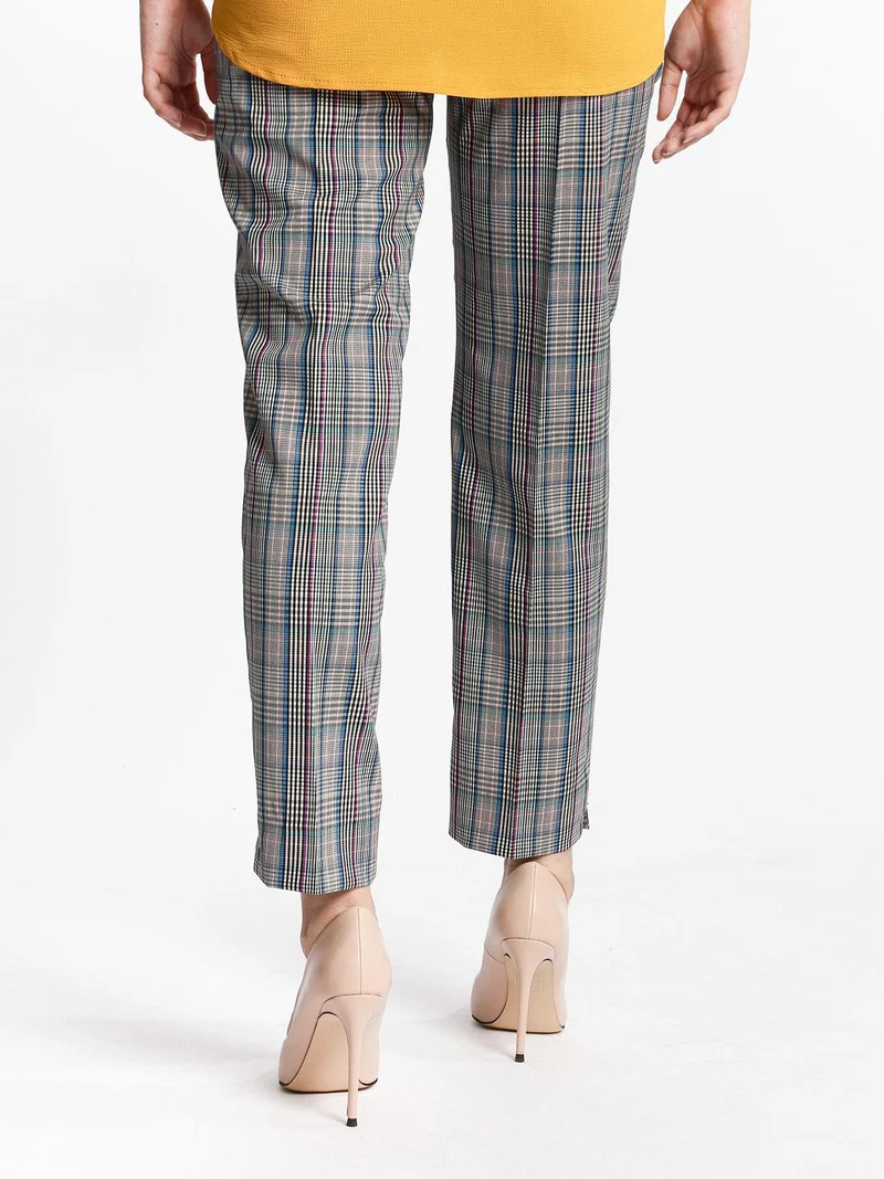 Pantaloni a quadretti gamba dritta - rosa
