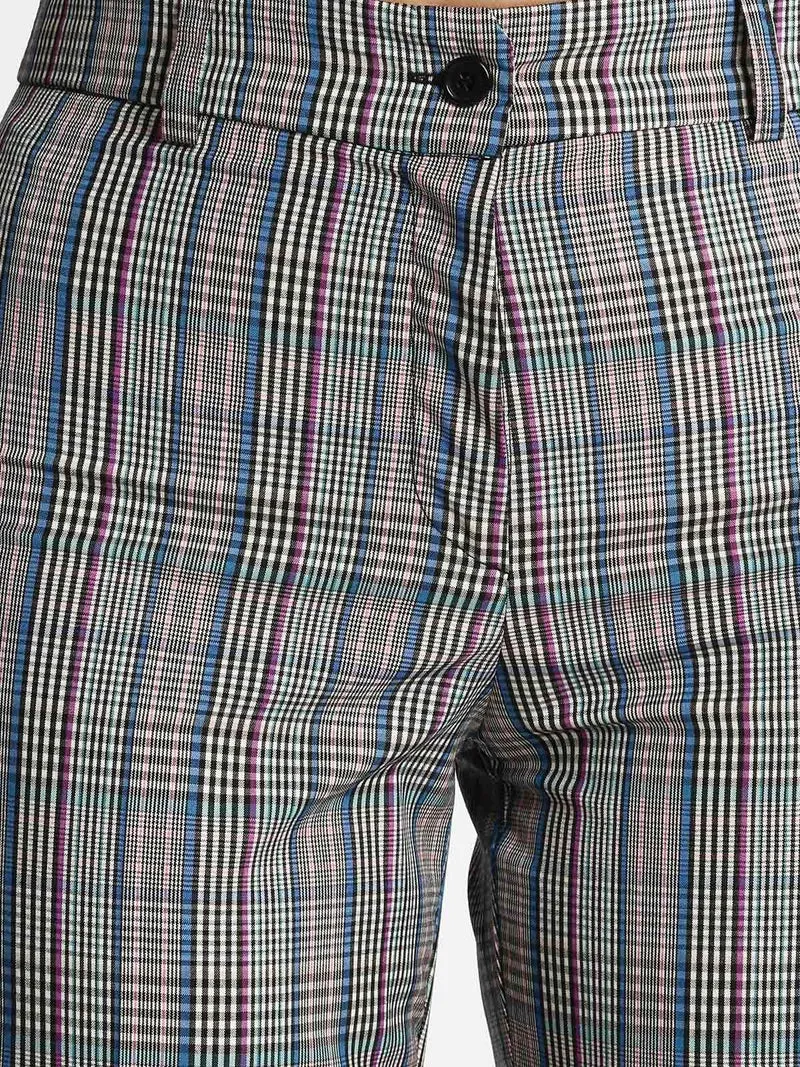 Pantaloni a quadretti gamba dritta - rosa