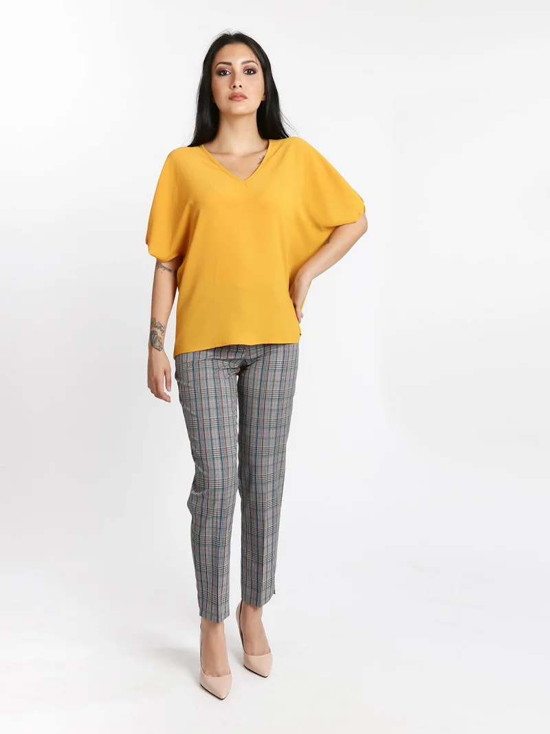 Pantaloni a quadretti gamba dritta - rosa