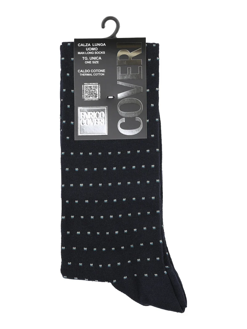 Calze lunghe da uomo in caldo cotone - blu scuro